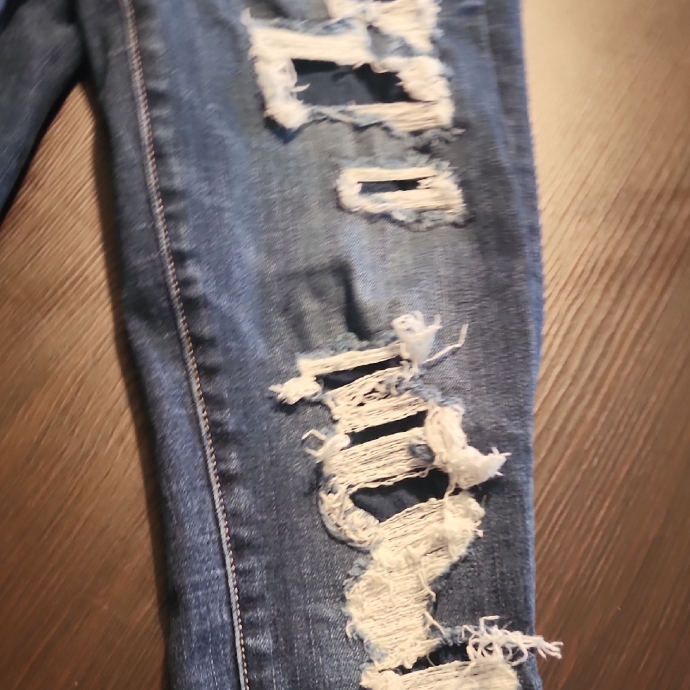 American Eagle Outfitters Ripped Blue Skinny Jeans - Picture 8 of 14